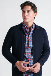 CARDIGAN CON COLLO POLO BLEU